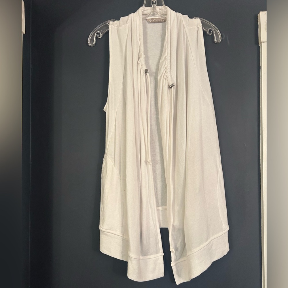 Athleta White Sleeveless Open Front Vest